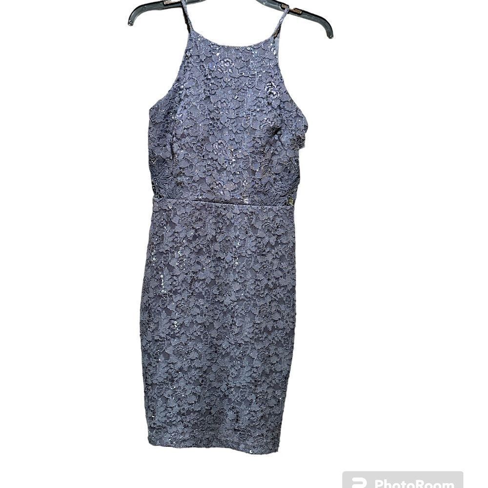 By & By gunmetal sequin semi formal cocktail party dress 5 new
